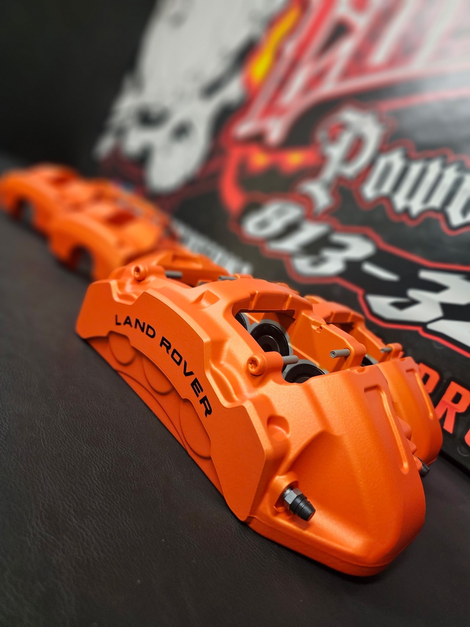 Orange Land Rover calipers
