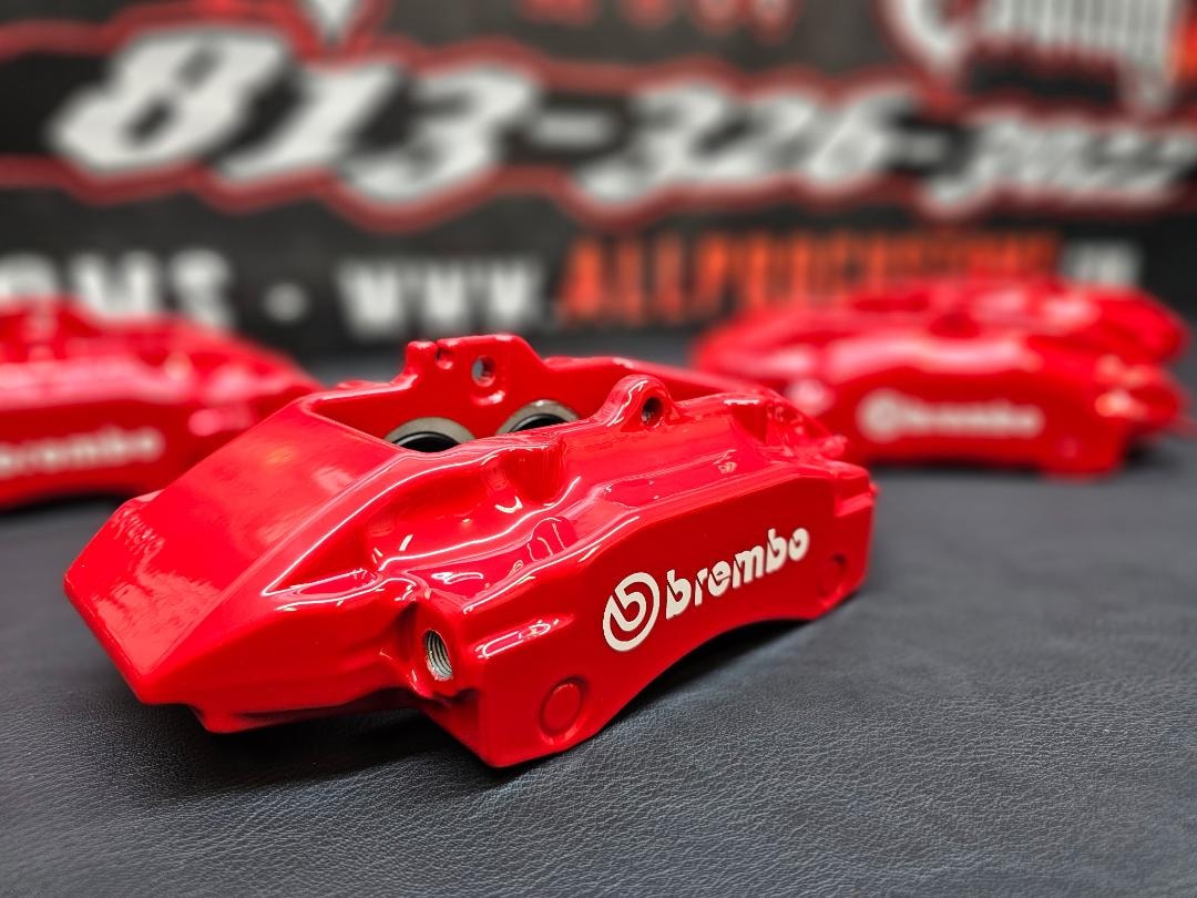 Red Brembo brake calipers