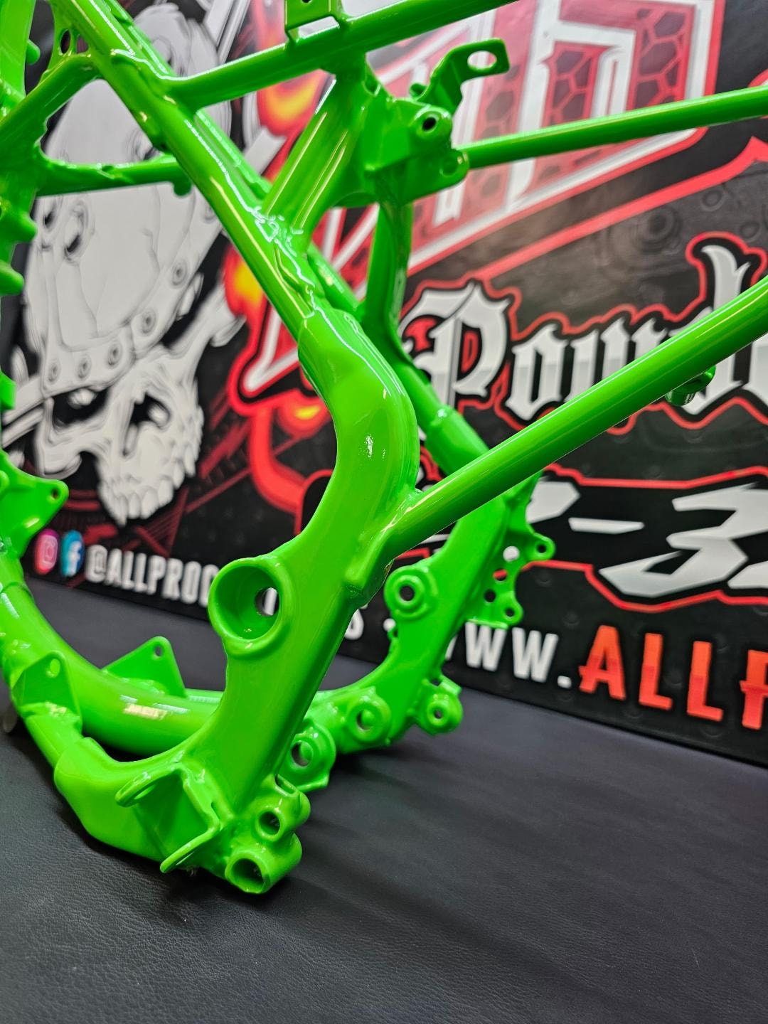 Lime green motorcycle frame