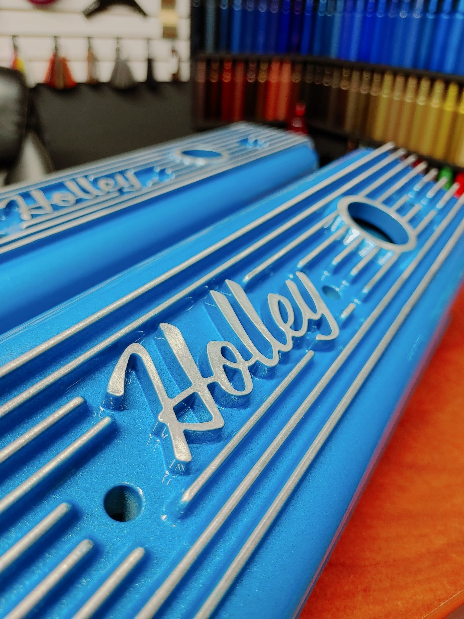 Blue Holley valve covers