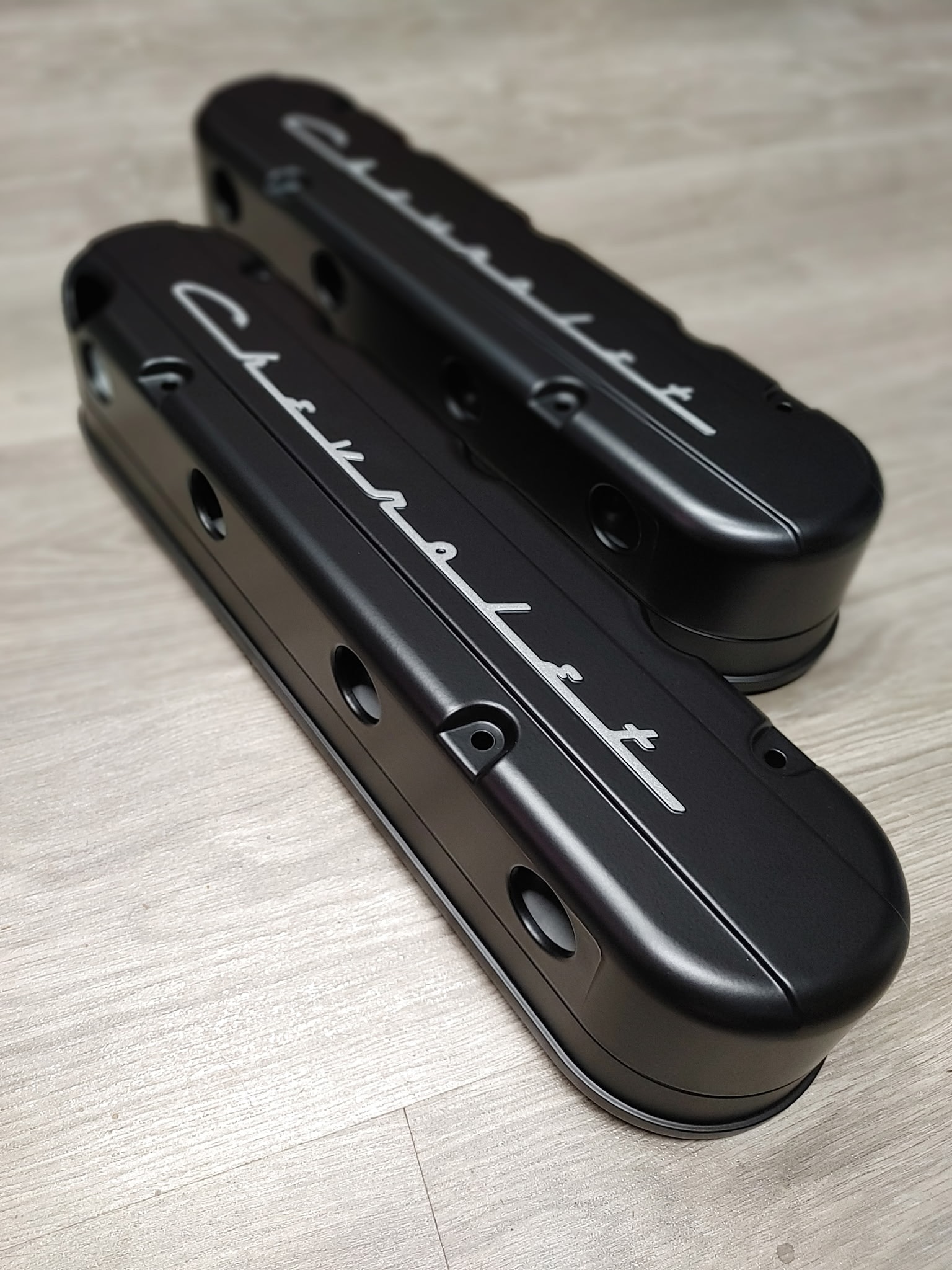 Matte black Chevrolet valve covers