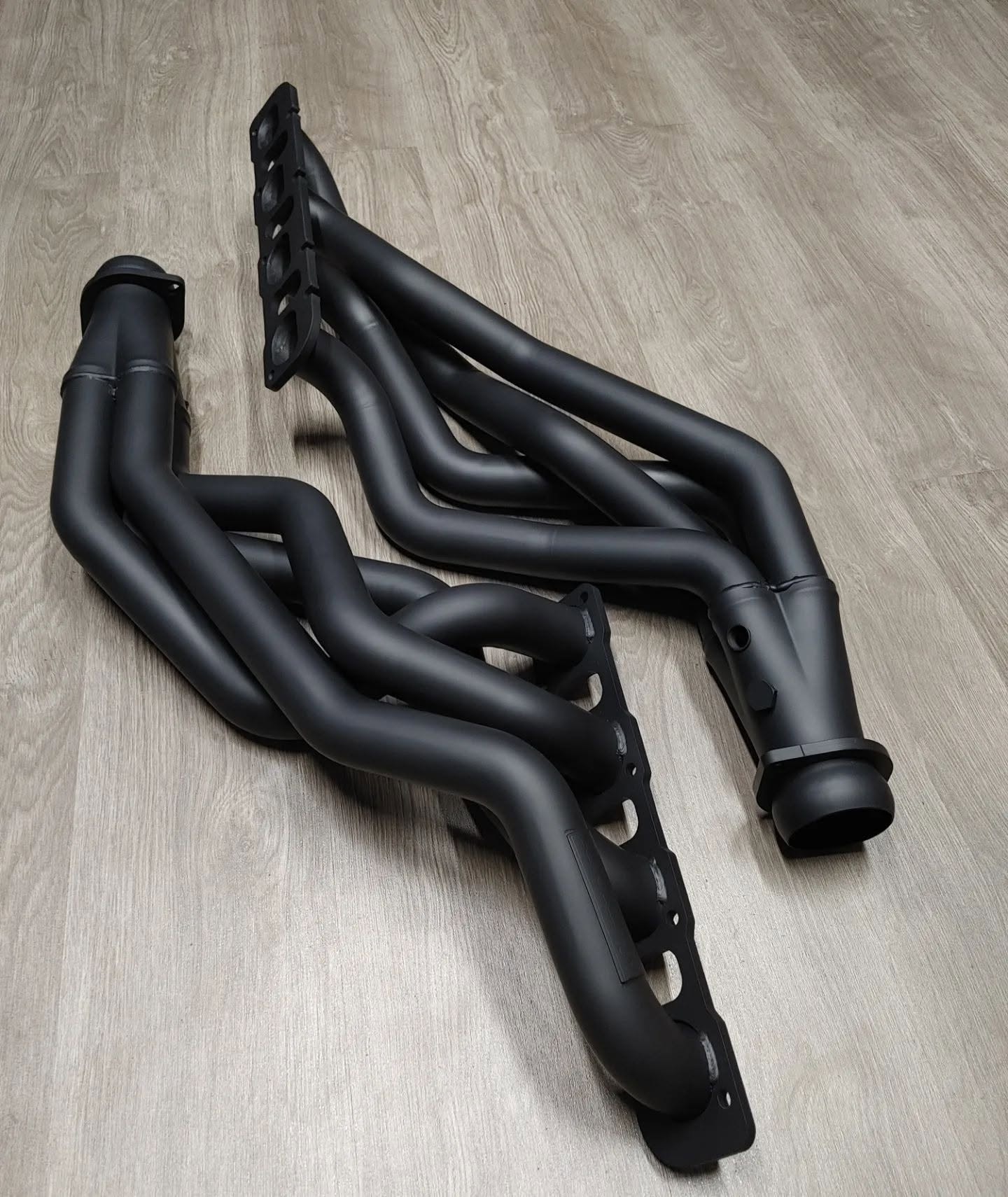 Matte black long-tube headers