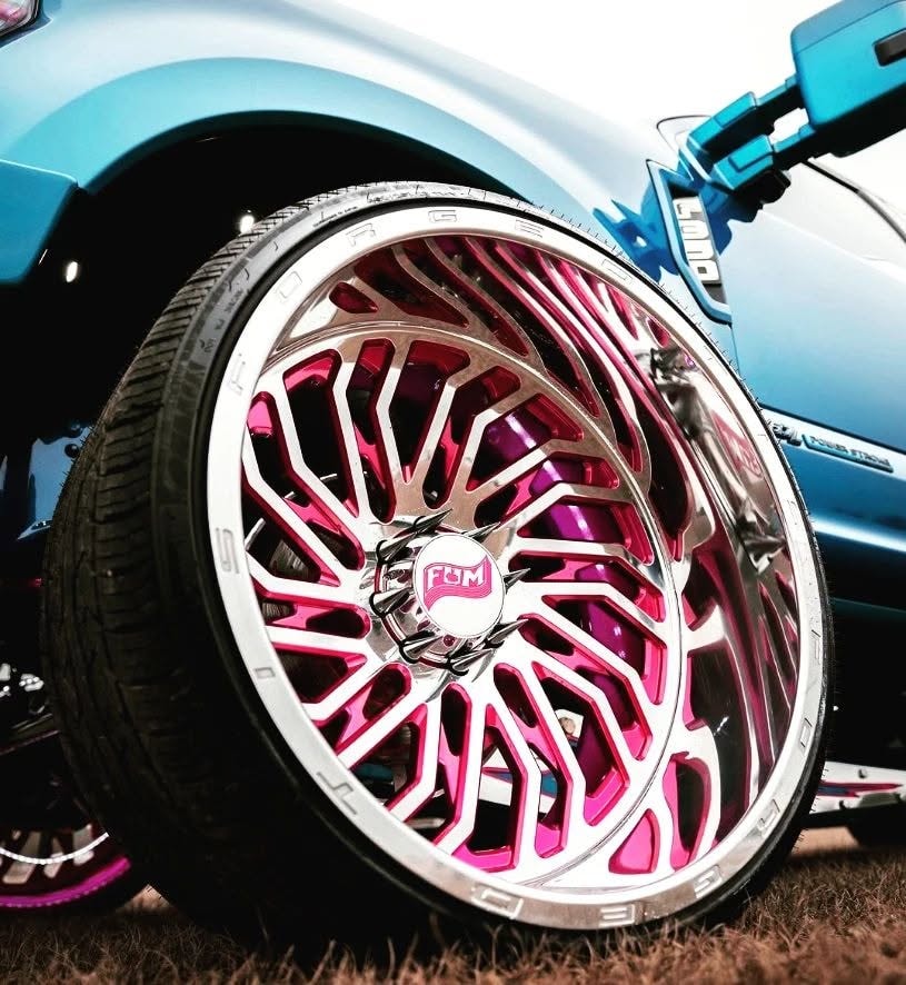 Pink and chrome FOM custom wheel