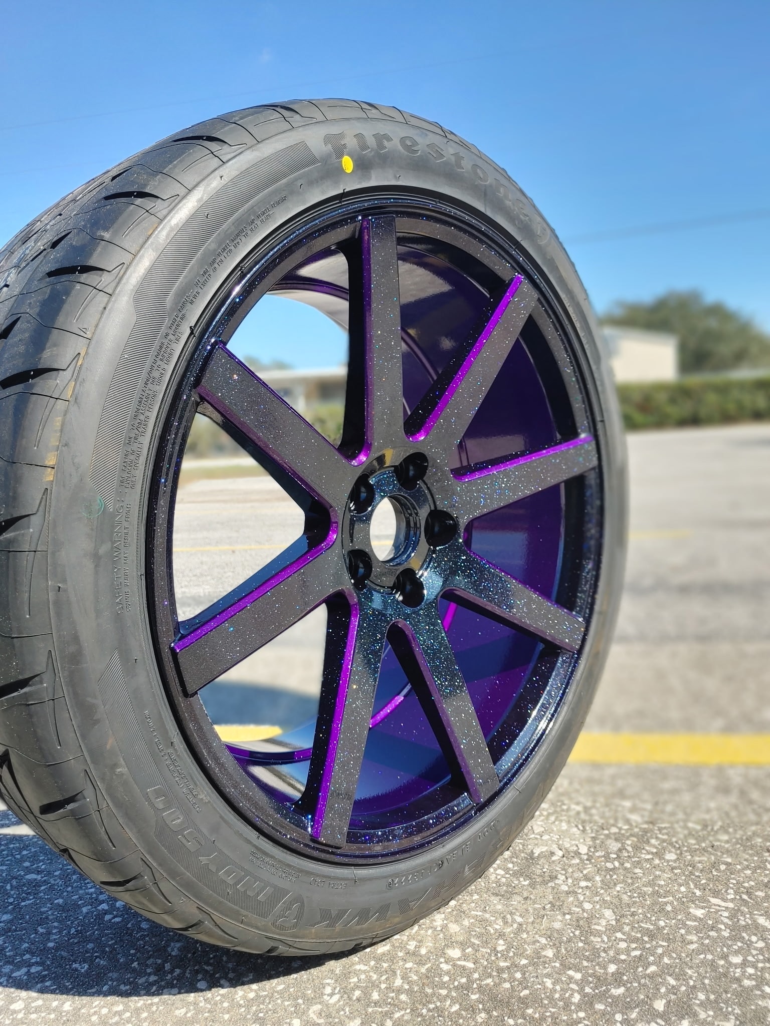 Black and purple glitter wheel