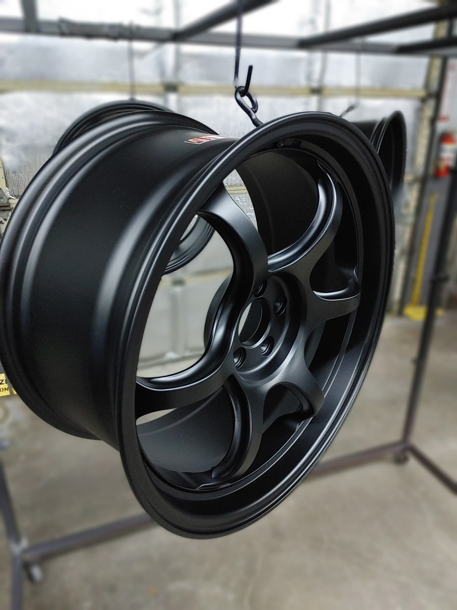 Matte black powder coated wheel